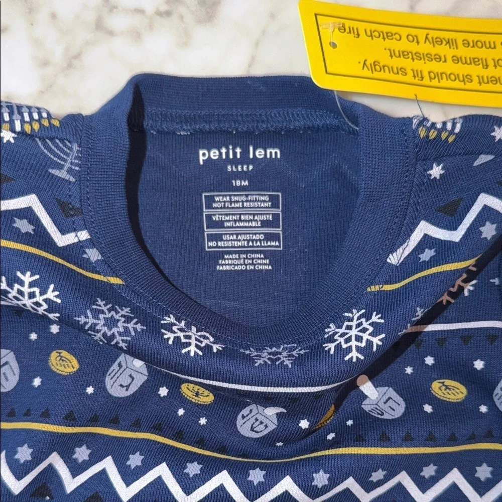 NWT Petit Lem Blue Festive Hannukah Pajama Set